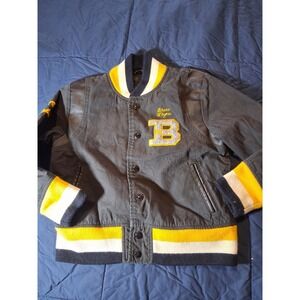 Batman Button Up Jacket Boys Small Black Varsity Type‎ The Dark Knight DC Comics